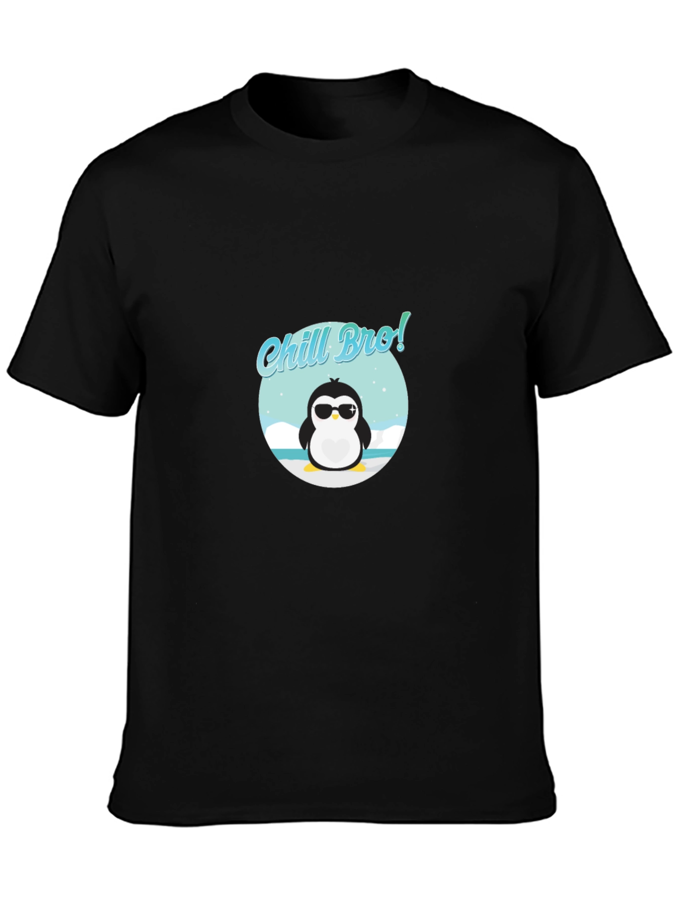 Chill Bro Penguin Graphic Tee - Black Cotton T-Shirt