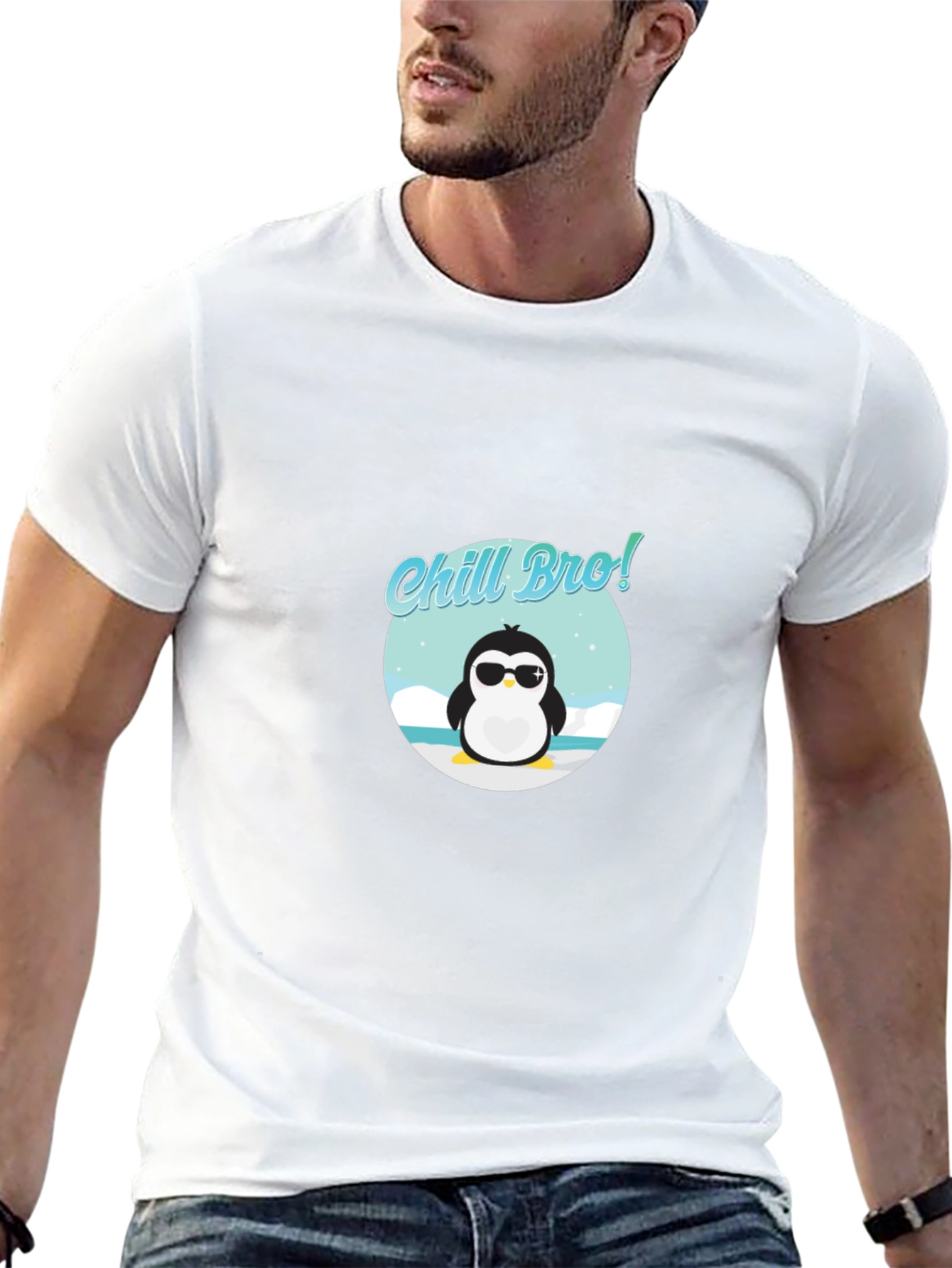 Chill Bro Penguin Graphic Tee - Black Cotton T-Shirt