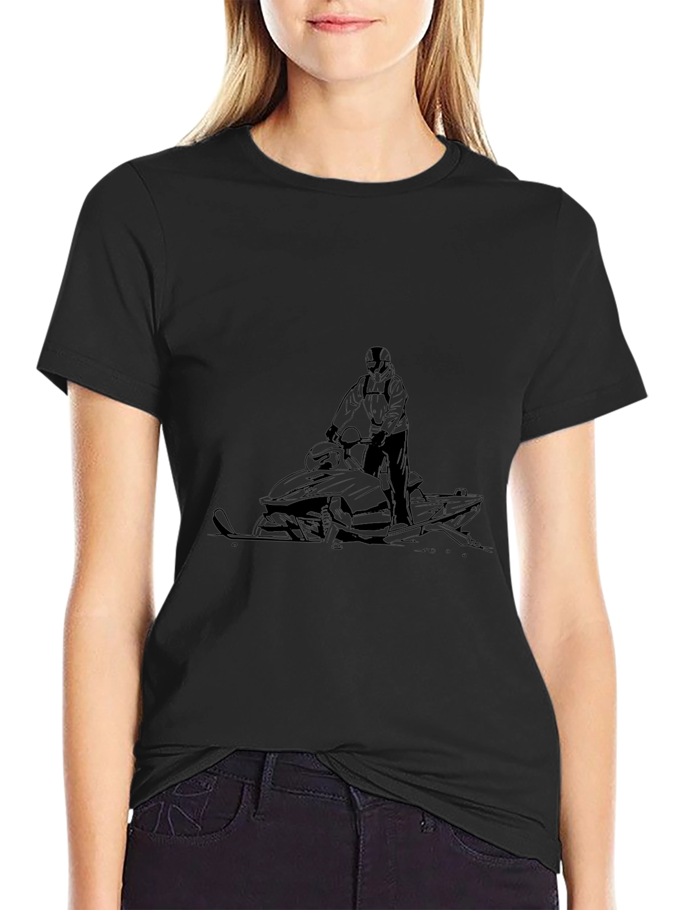 Black Snowmobile Graphic Tee - Ride in Style