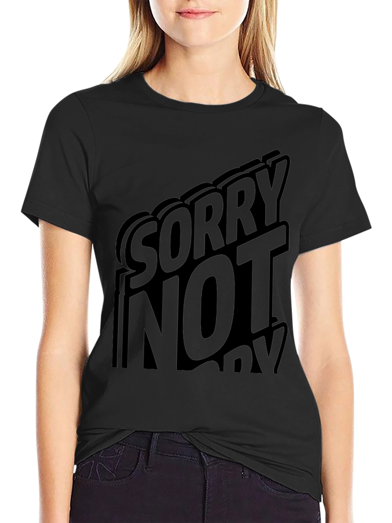 Sorry Not Sorry Black Graphic T-Shirt