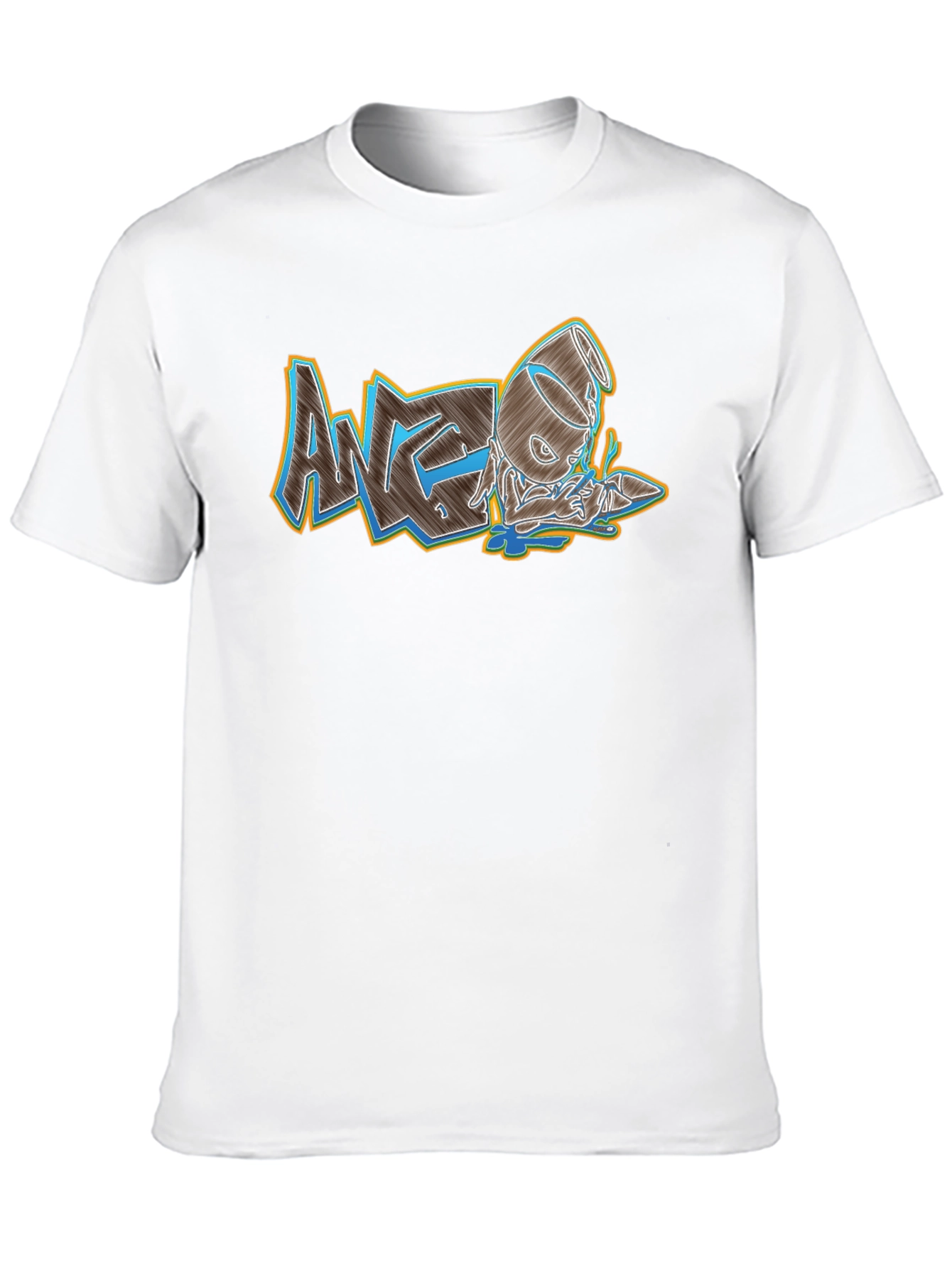 Mens Black Graphic Print Crew Neck Tee