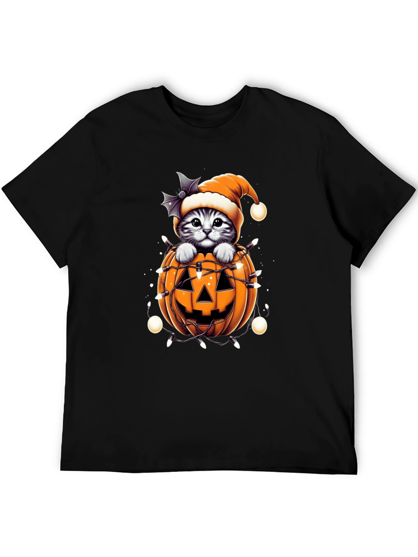 Festive Cat in Pumpkin Halloween T-Shirt