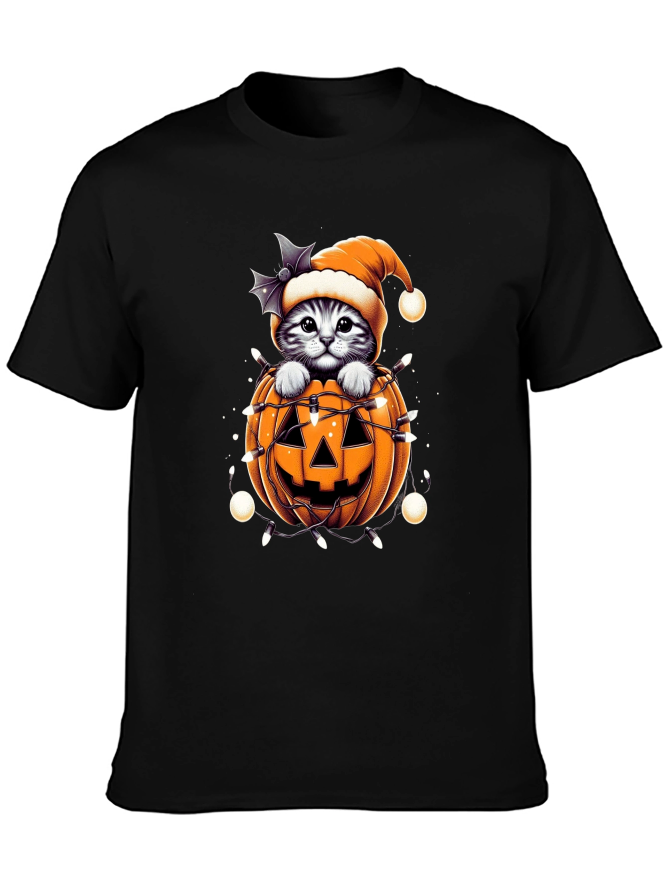 Festive Cat in Pumpkin Halloween T-Shirt
