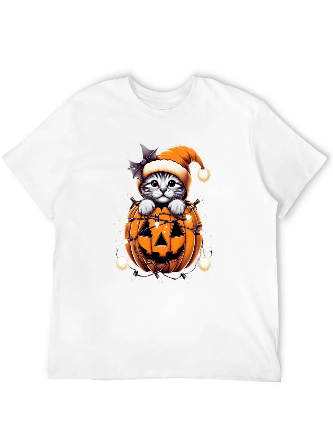 Festive Cat in Pumpkin Halloween T-Shirt