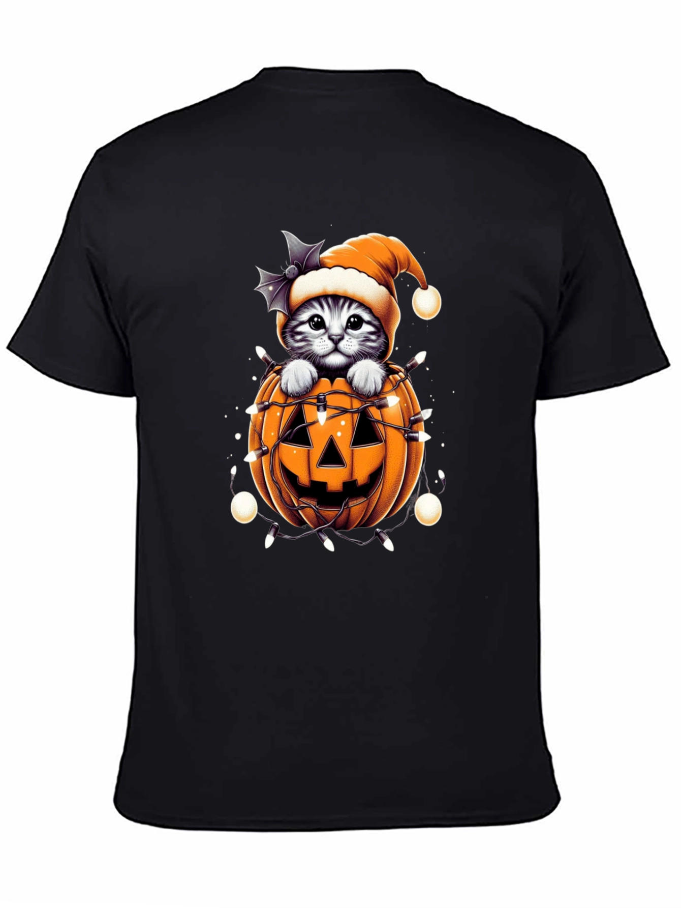 Festive Cat in Pumpkin Halloween T-Shirt