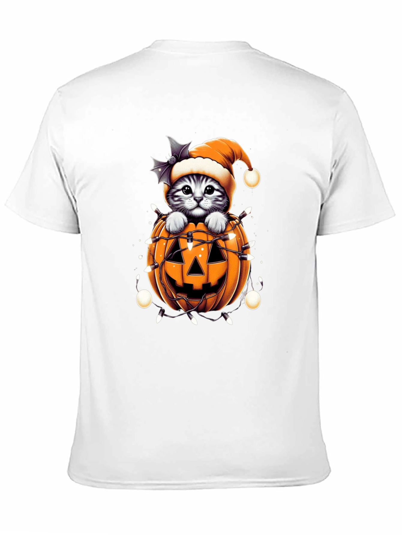 Festive Cat in Pumpkin Halloween T-Shirt