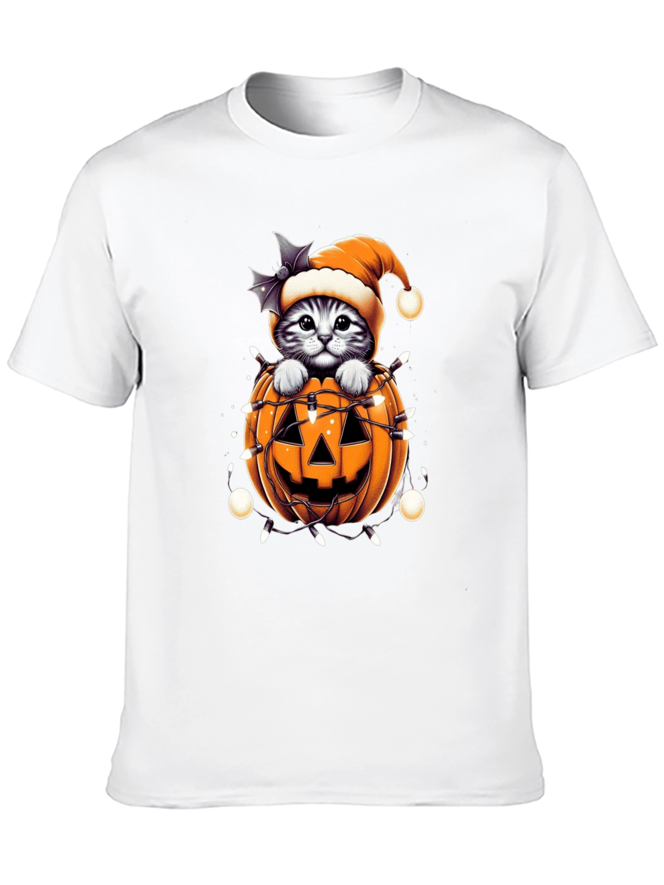 Festive Cat in Pumpkin Halloween T-Shirt