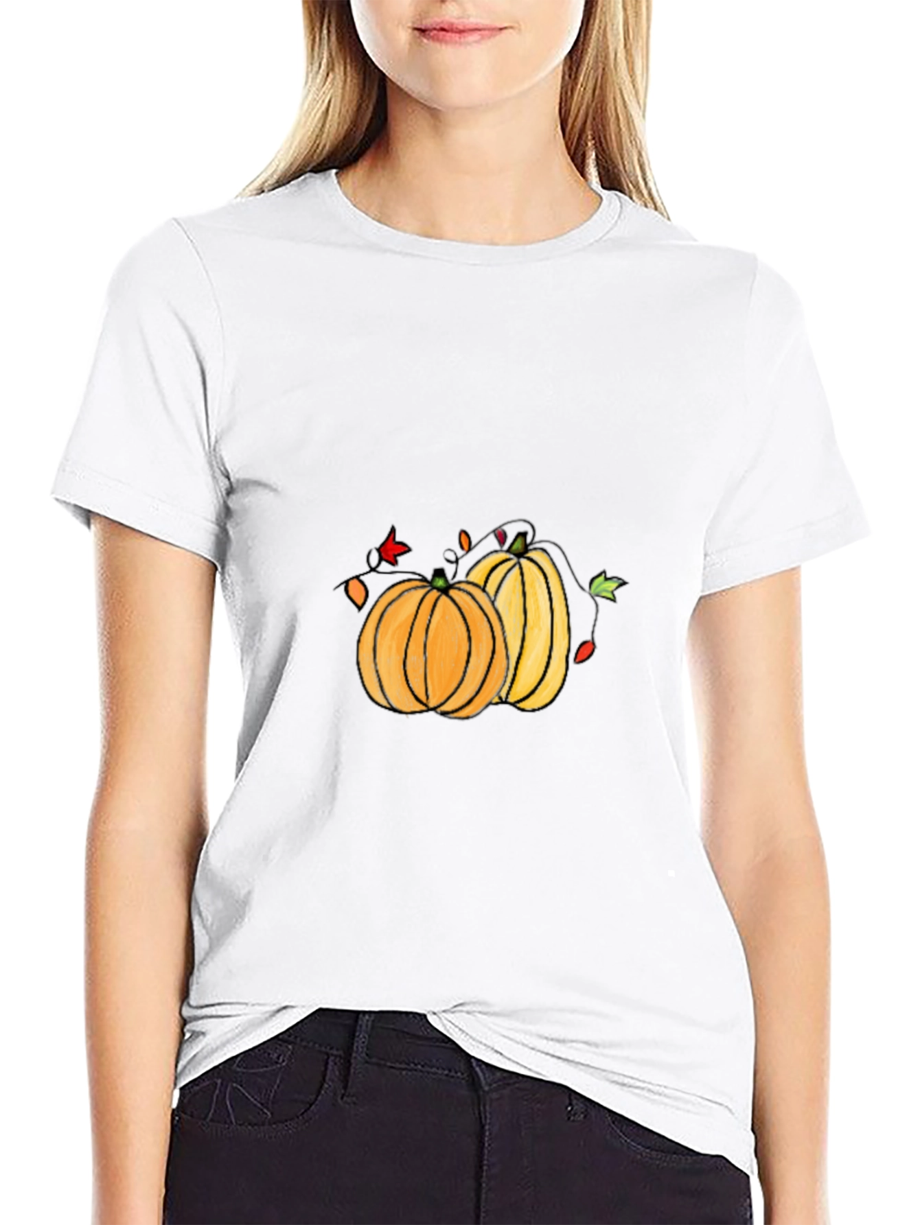 Halloween Pumpkin Graphic Tee - Black