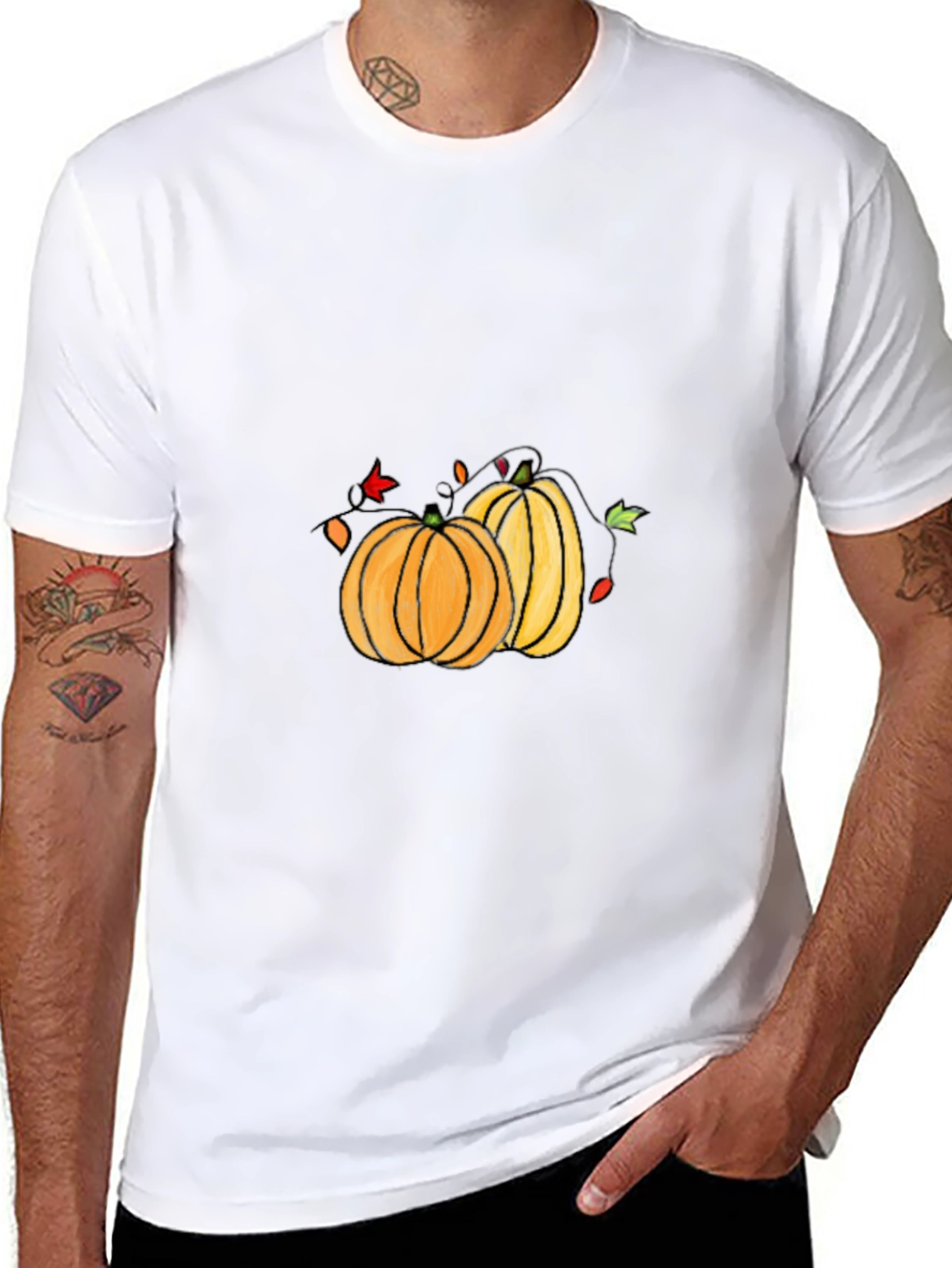 Halloween Pumpkin Graphic Tee - Black