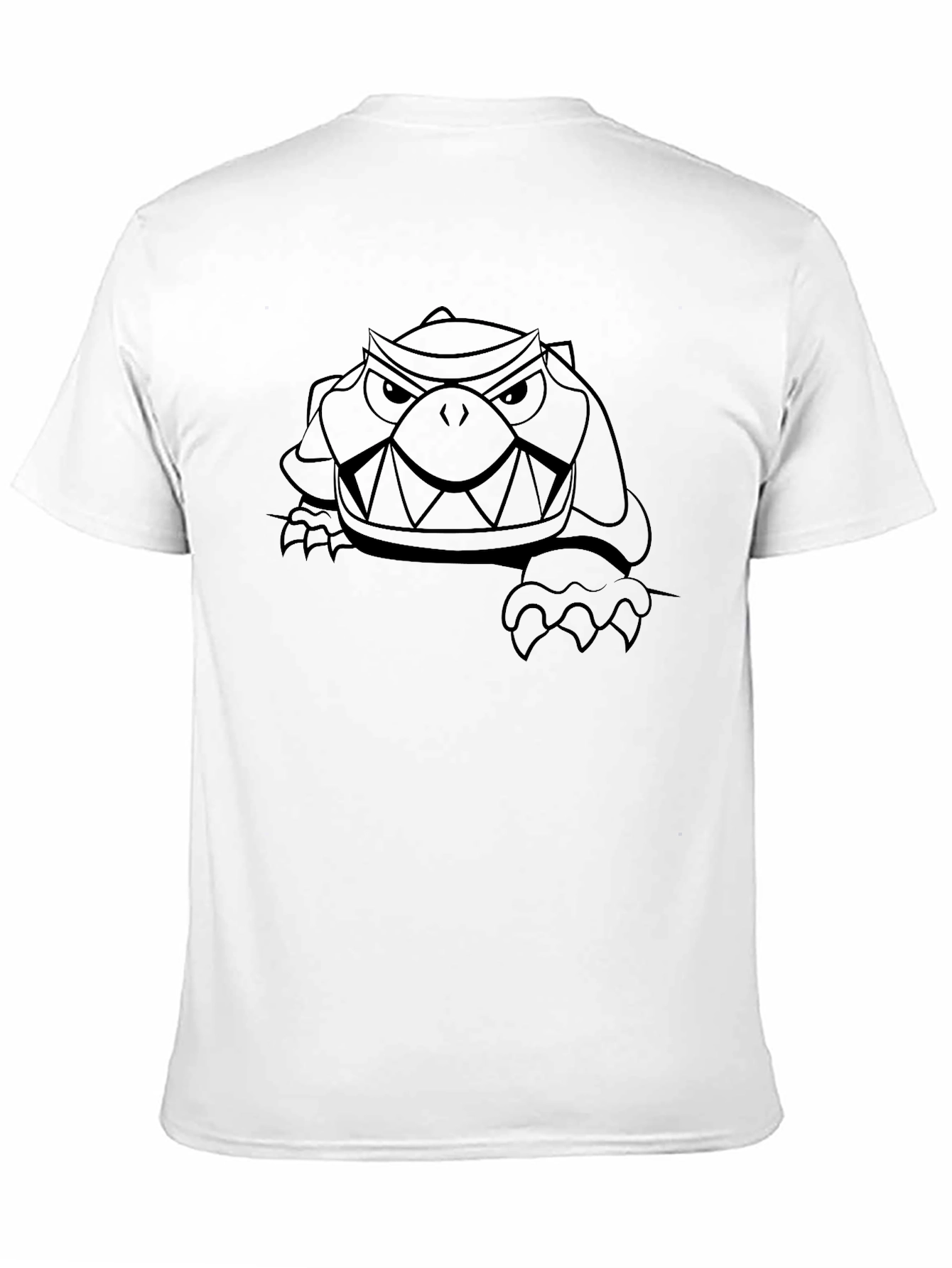 Mens Black T-Shirt with Cartoon Turtle Graphic
