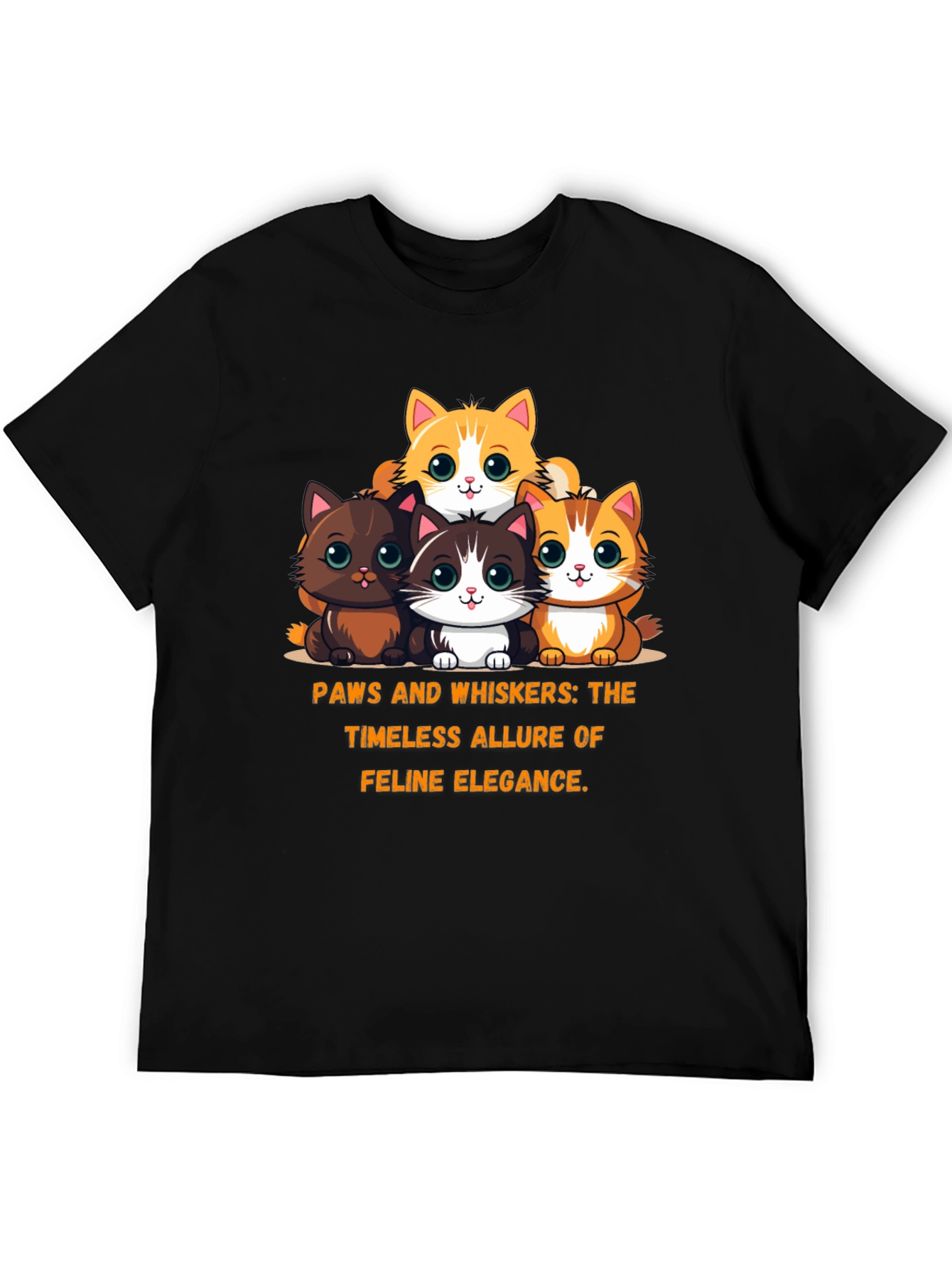 Cute Cartoon Kitten Graphic Tee - Feline Elegance T-Shirt