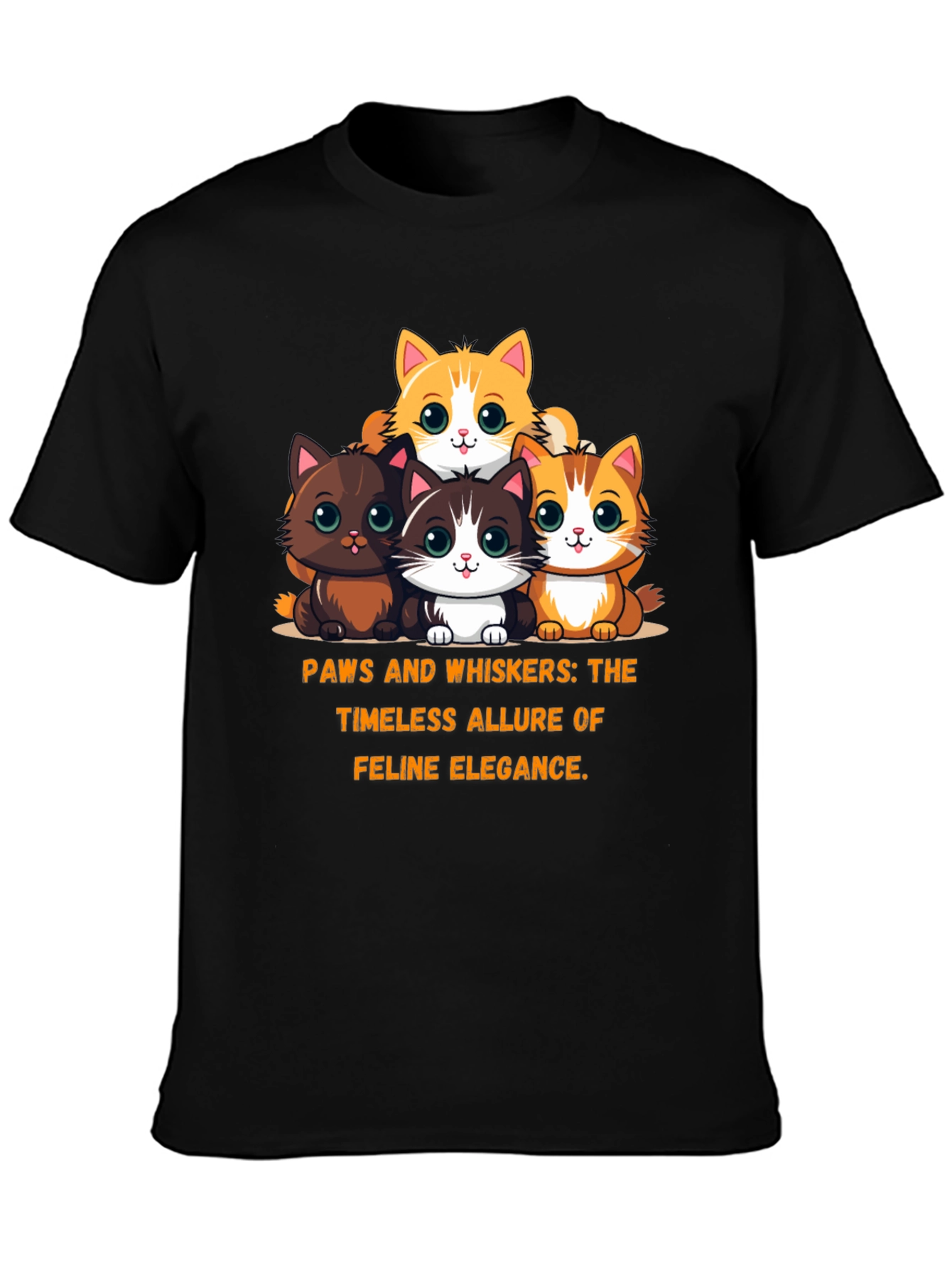 Cute Cartoon Kitten Graphic Tee - Feline Elegance T-Shirt
