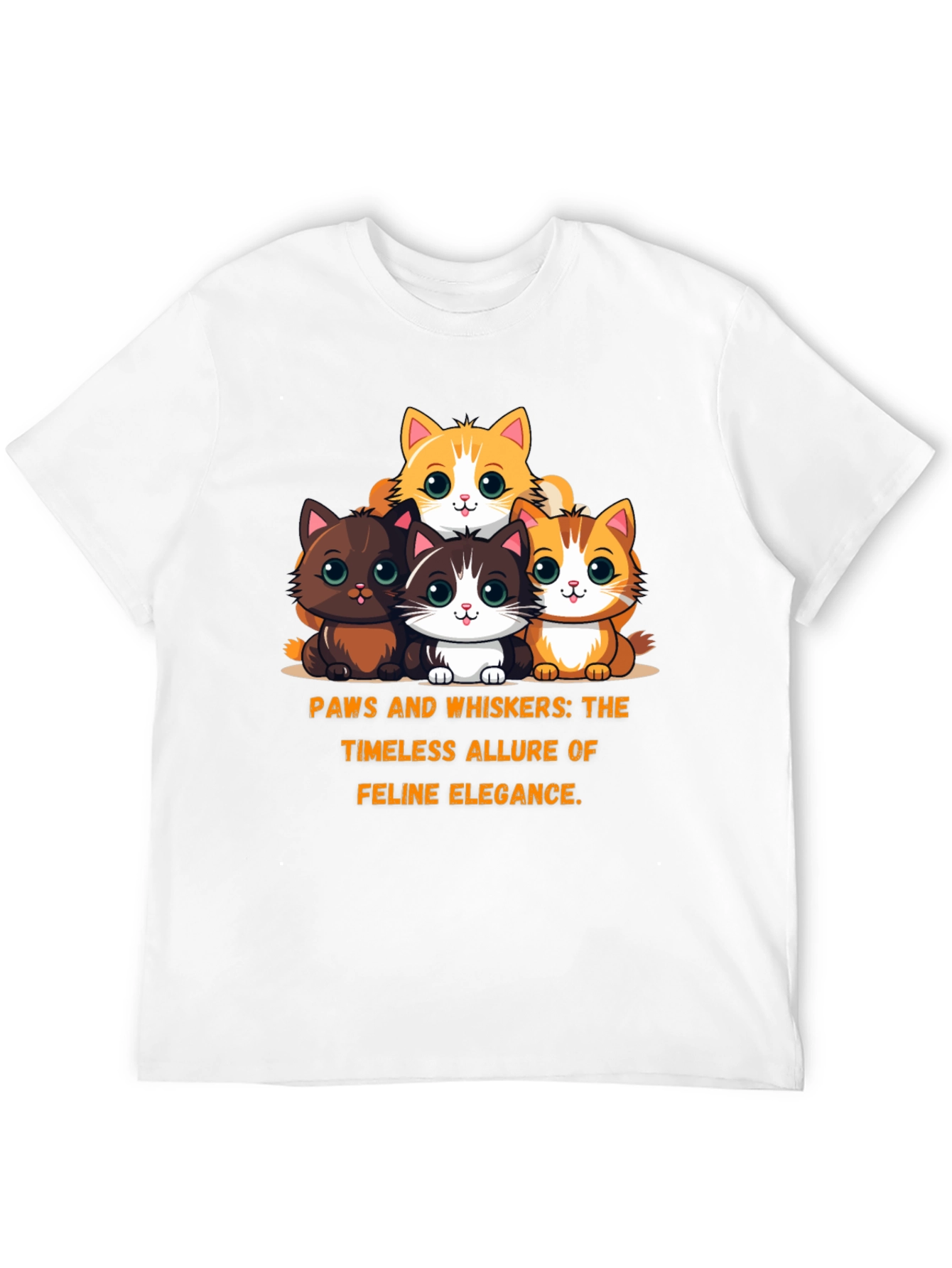 Cute Cartoon Kitten Graphic Tee - Feline Elegance T-Shirt