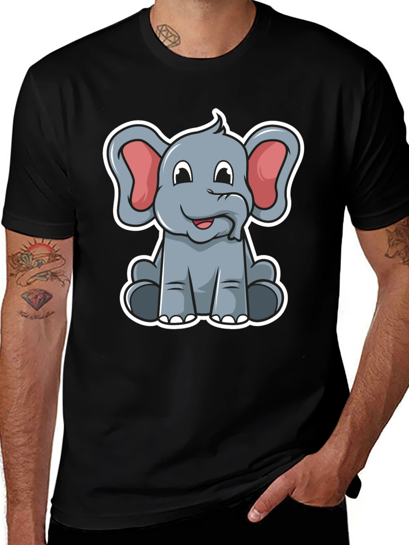 Cartoon Elephant Graphic T-Shirt - Cute Animal Design