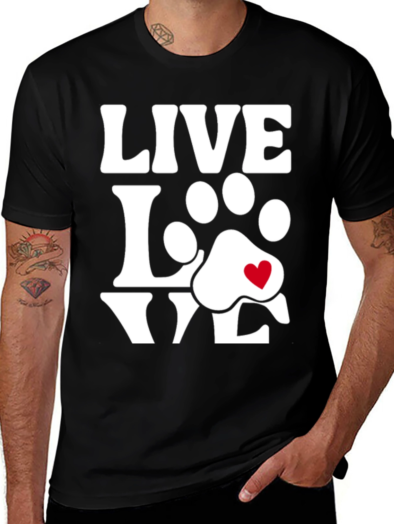 Live Love Dogs Tee - Paw Print Heart T-Shirt