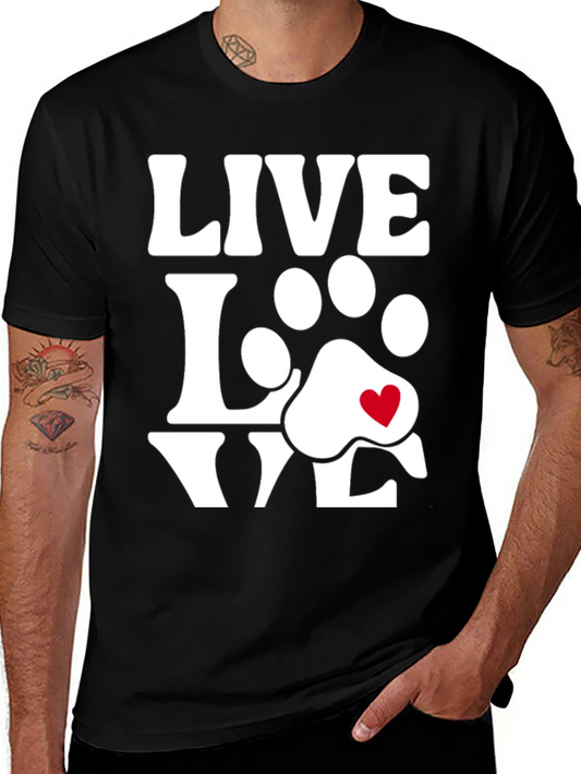 Live Love Dogs Tee - Paw Print Heart T-Shirt