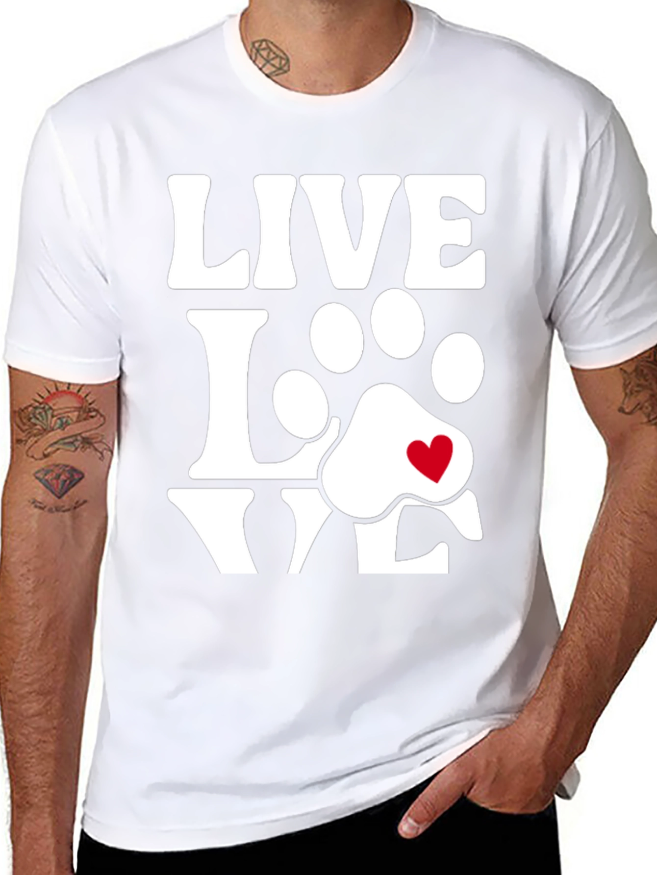 Live Love Dogs Tee - Paw Print Heart T-Shirt