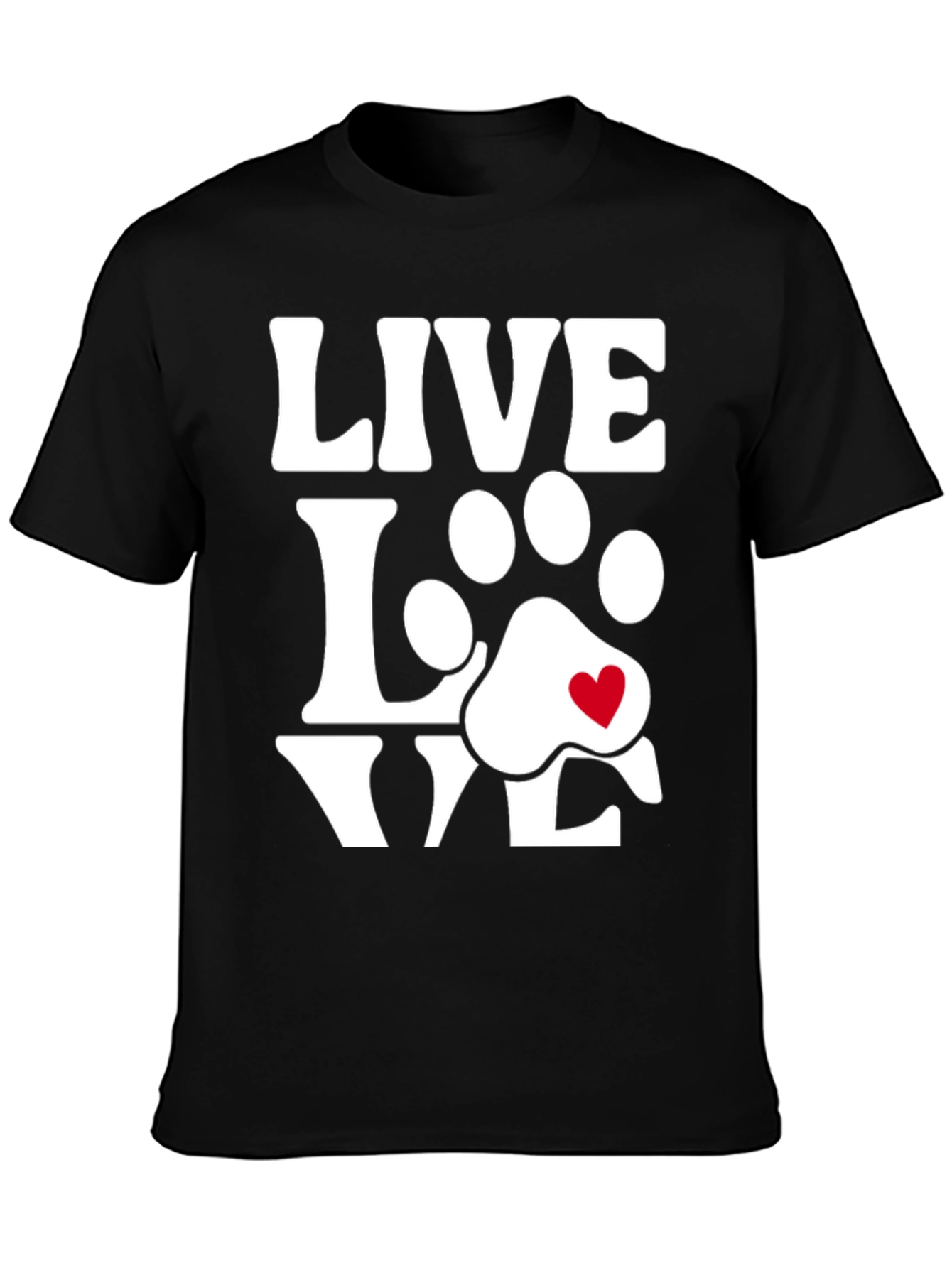 Live Love Dogs Tee - Paw Print Heart T-Shirt