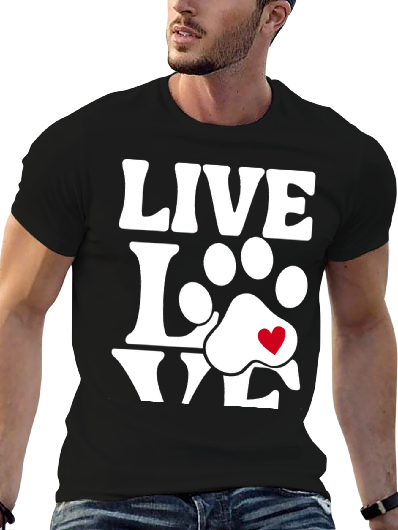 Live Love Dogs Tee - Paw Print Heart T-Shirt