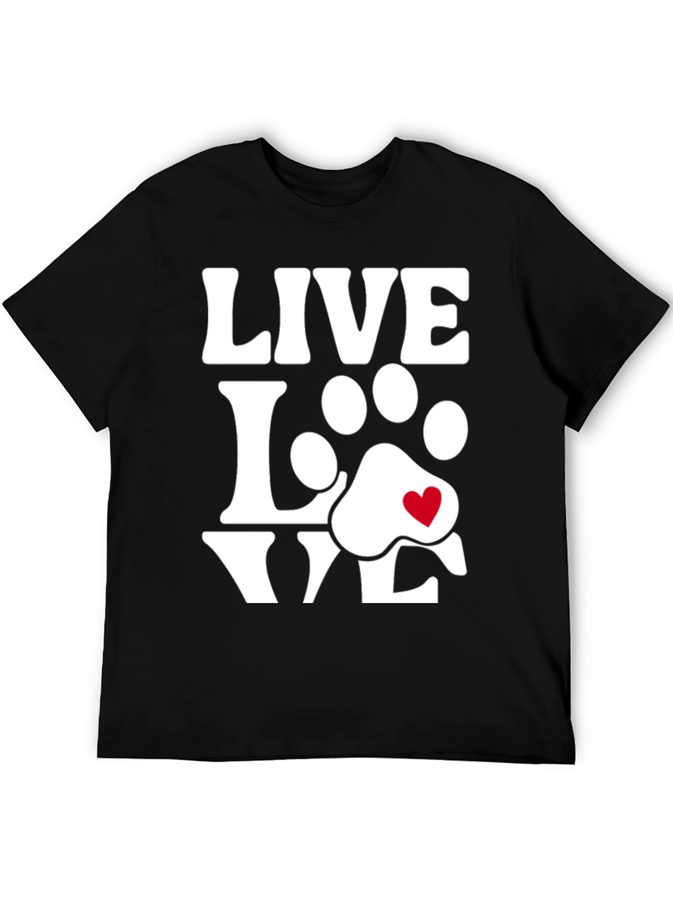 Live Love Dogs Tee - Paw Print Heart T-Shirt