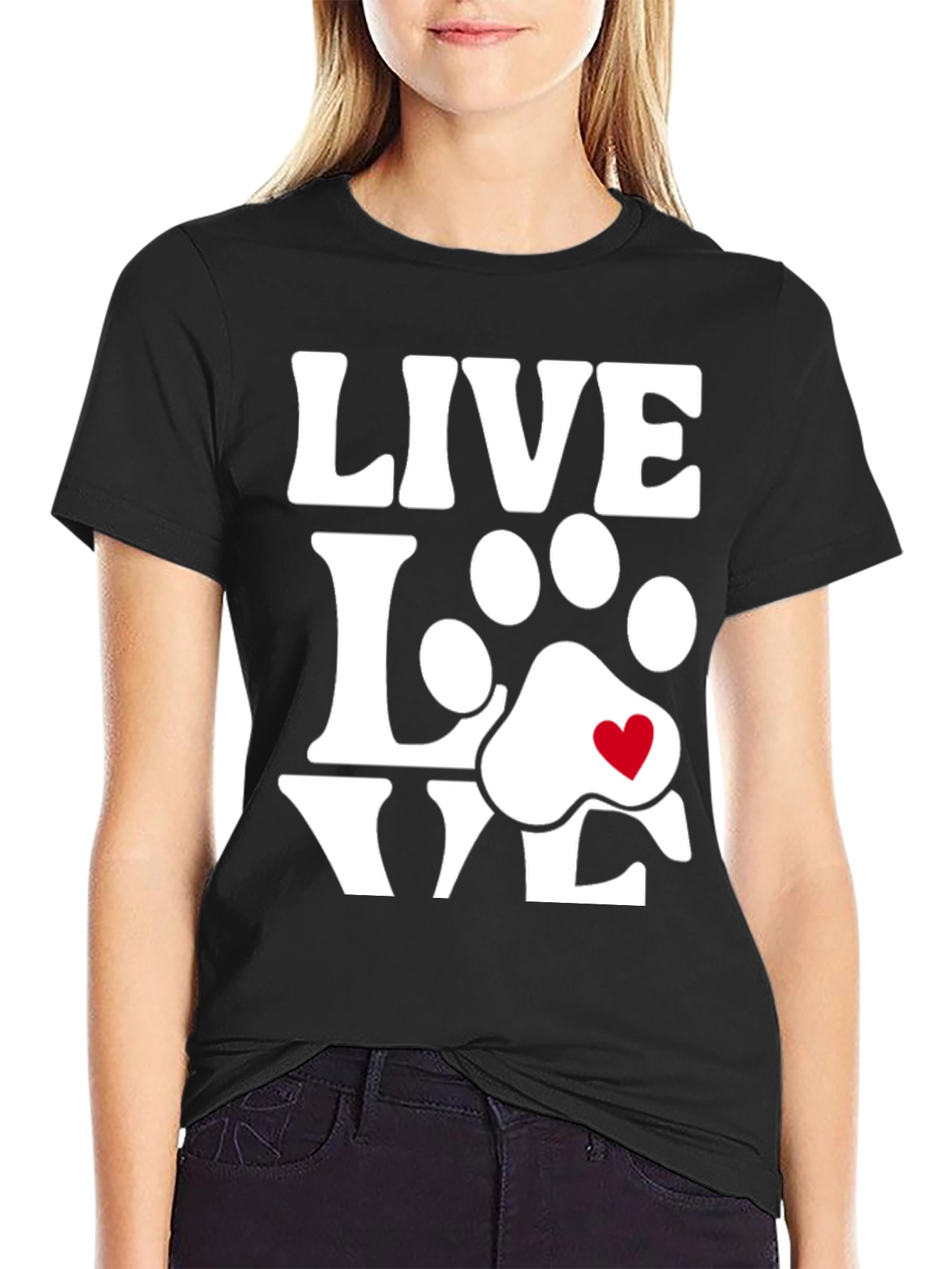 Live Love Dogs Tee - Paw Print Heart T-Shirt