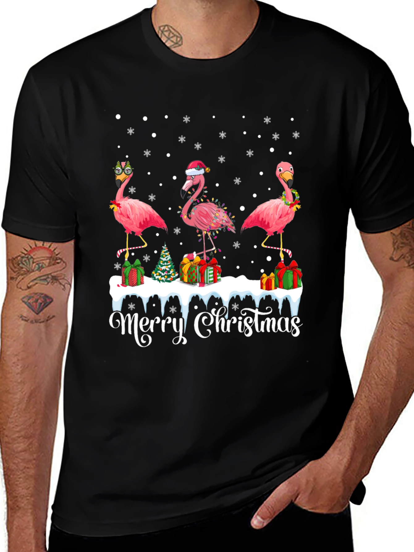 Christmas Flamingo T-Shirt - Tropical Holiday Tee