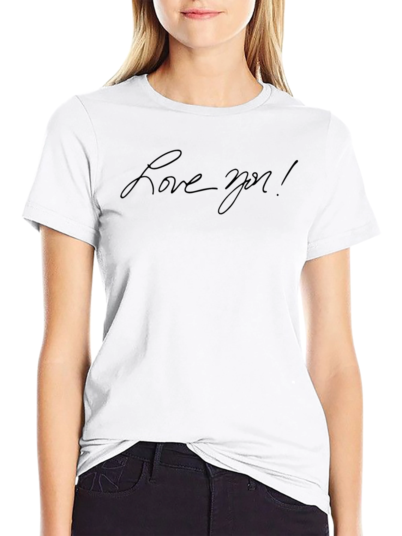 Love You! Black Graphic Tee - Modern Casual T-Shirt