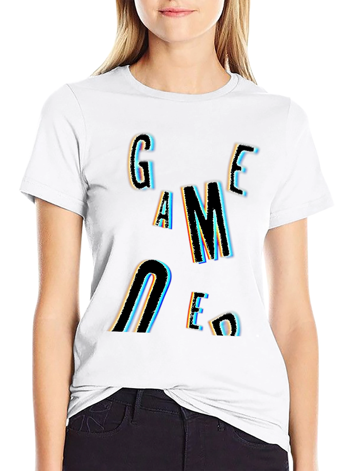 Game Over Graphic Print Black T-Shirt