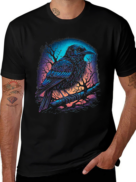 Mystic Raven Graphic Tee - Dark Fantasy Bird T-Shirt