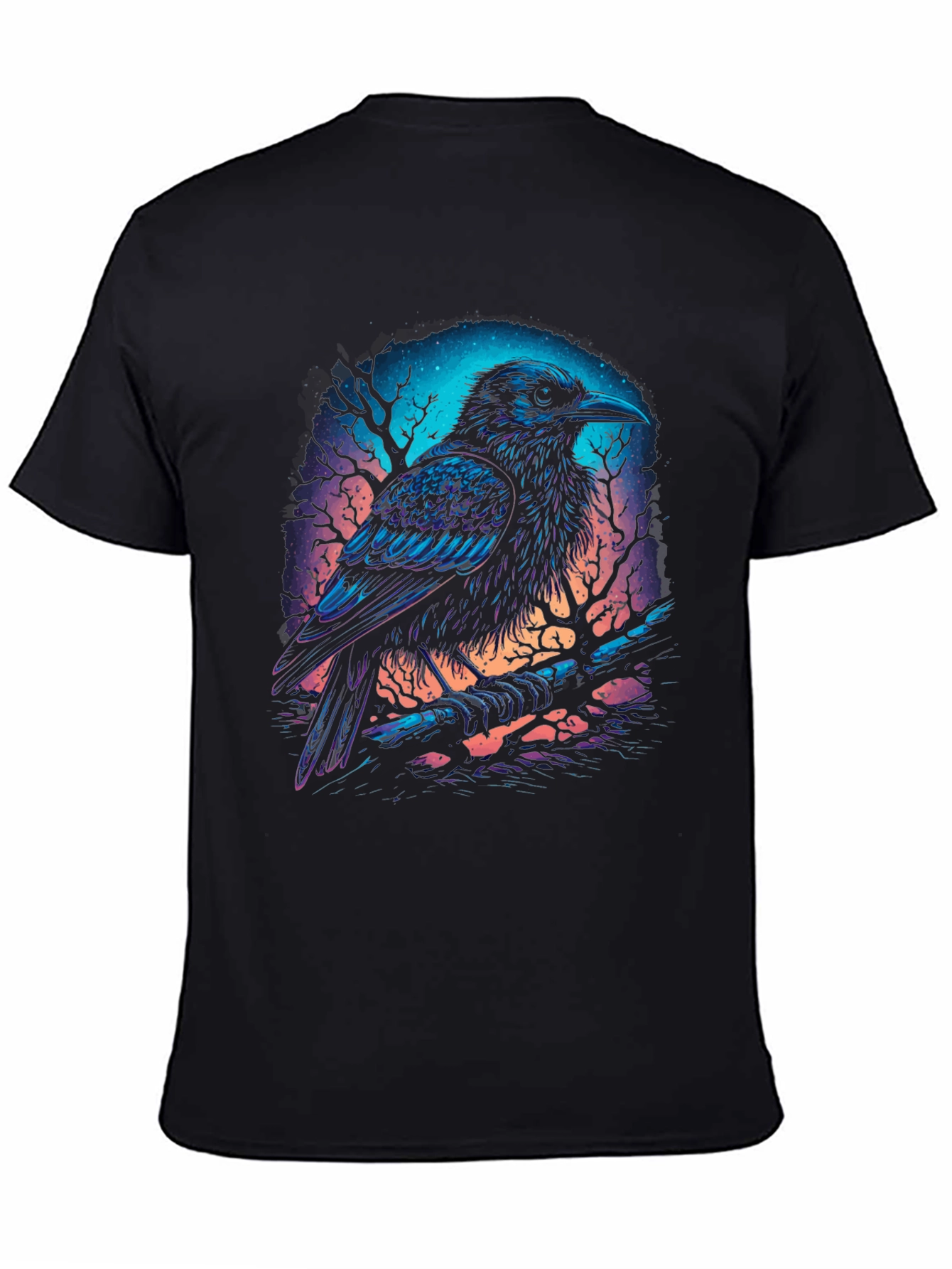Mystic Raven Graphic Tee - Dark Fantasy Bird T-Shirt