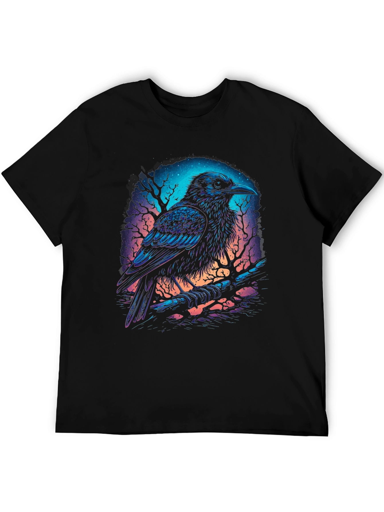 Mystic Raven Graphic Tee - Dark Fantasy Bird T-Shirt