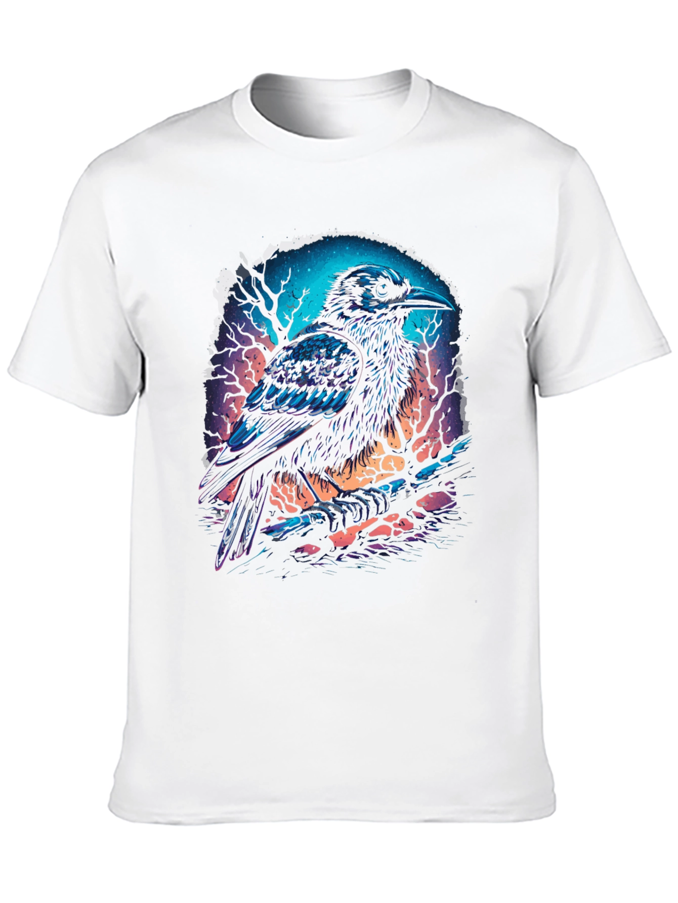 Mystic Raven Graphic Tee - Dark Fantasy Bird T-Shirt