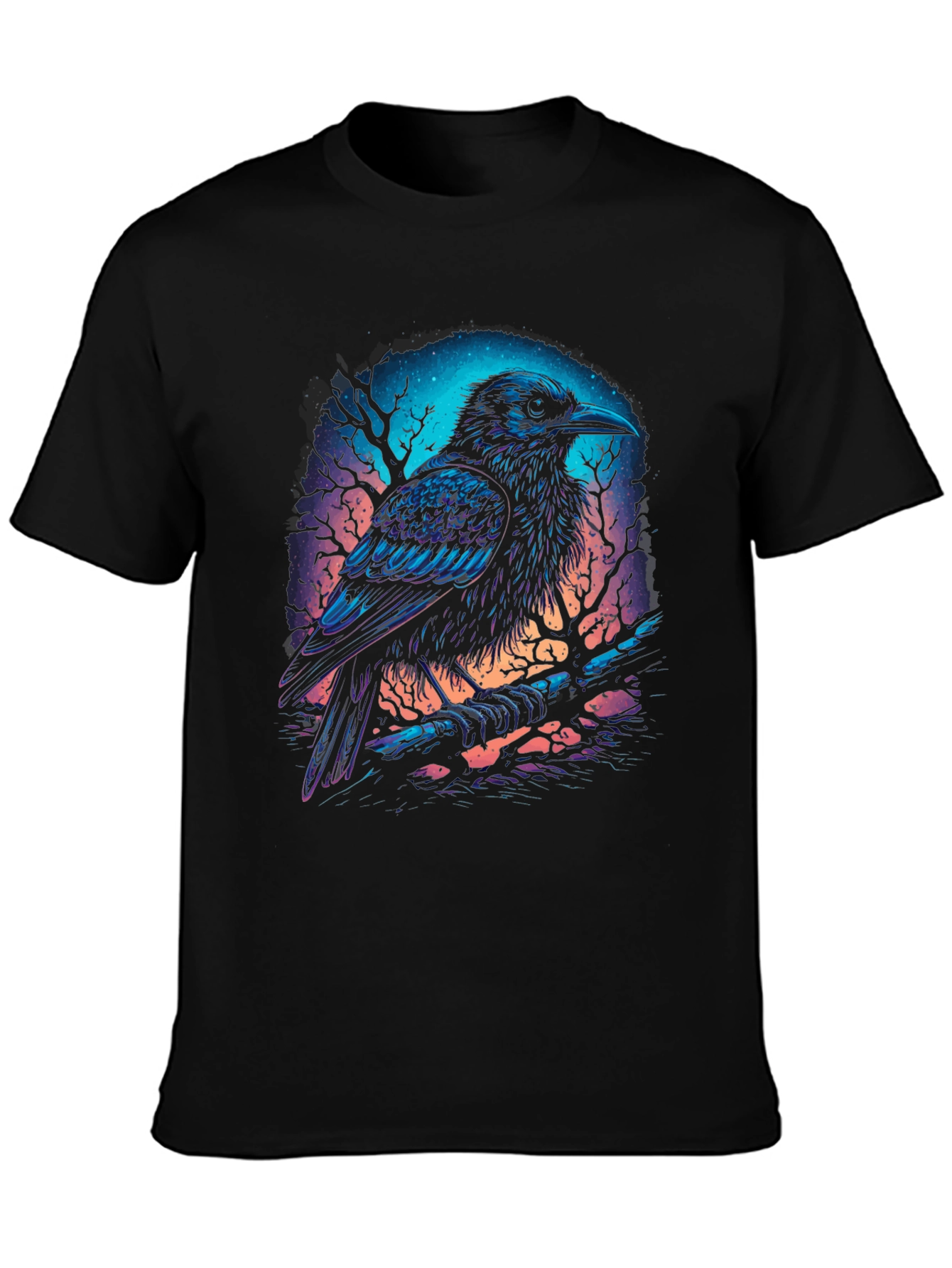 Mystic Raven Graphic Tee - Dark Fantasy Bird T-Shirt