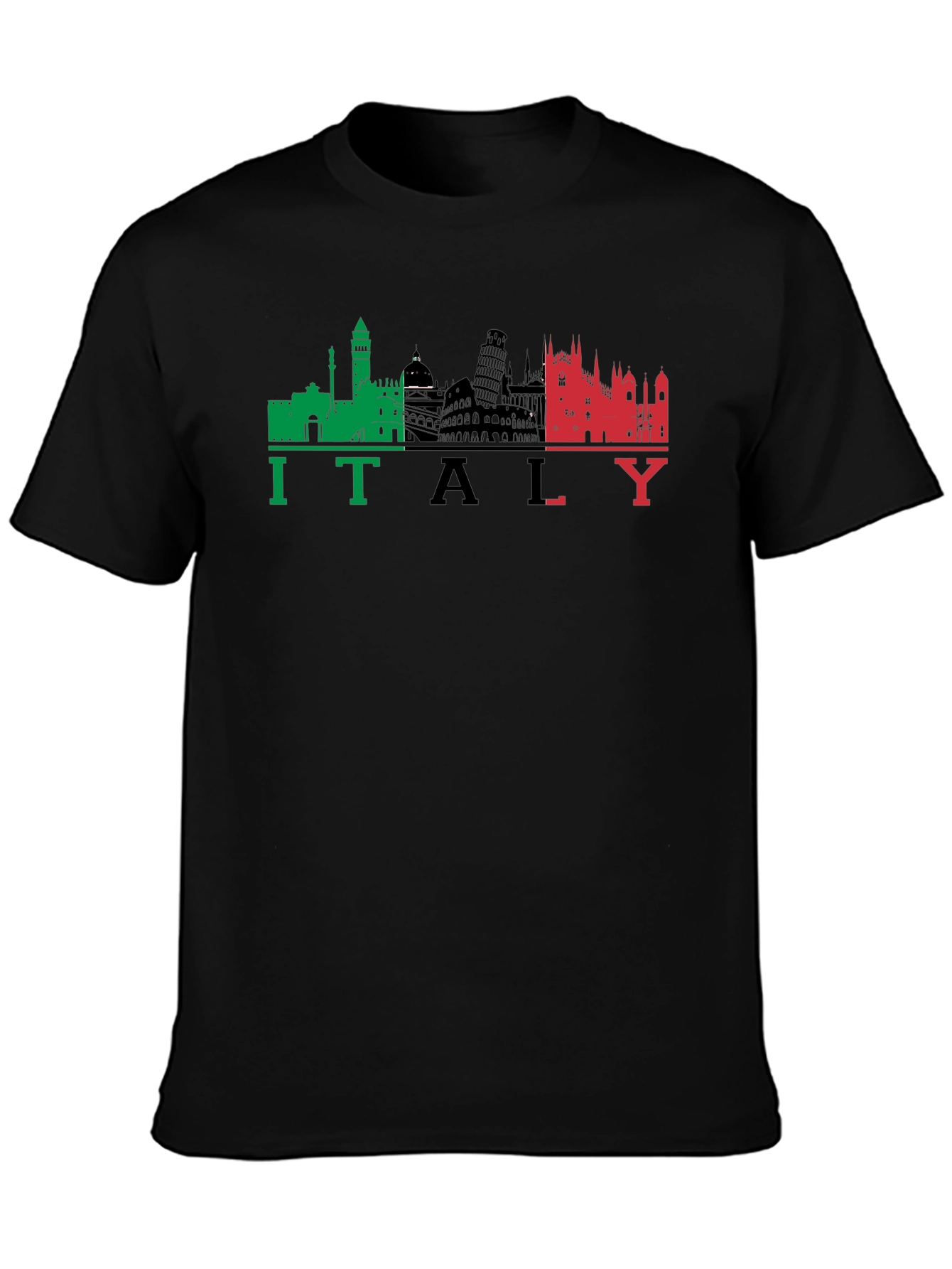 Italy Skyline Graphic Black T-Shirt