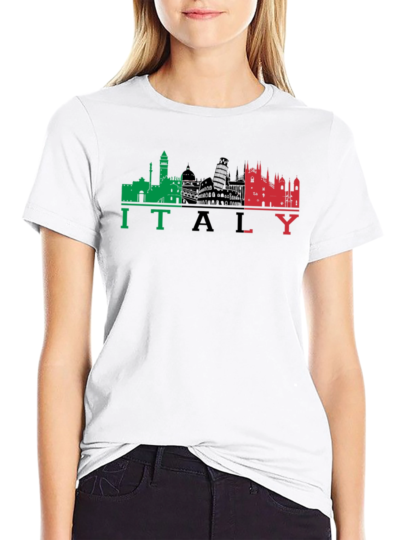 Italy Skyline Graphic Black T-Shirt