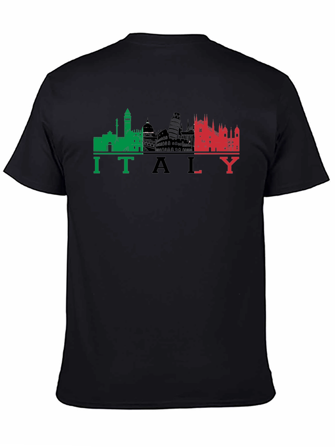 Italy Skyline Graphic Black T-Shirt