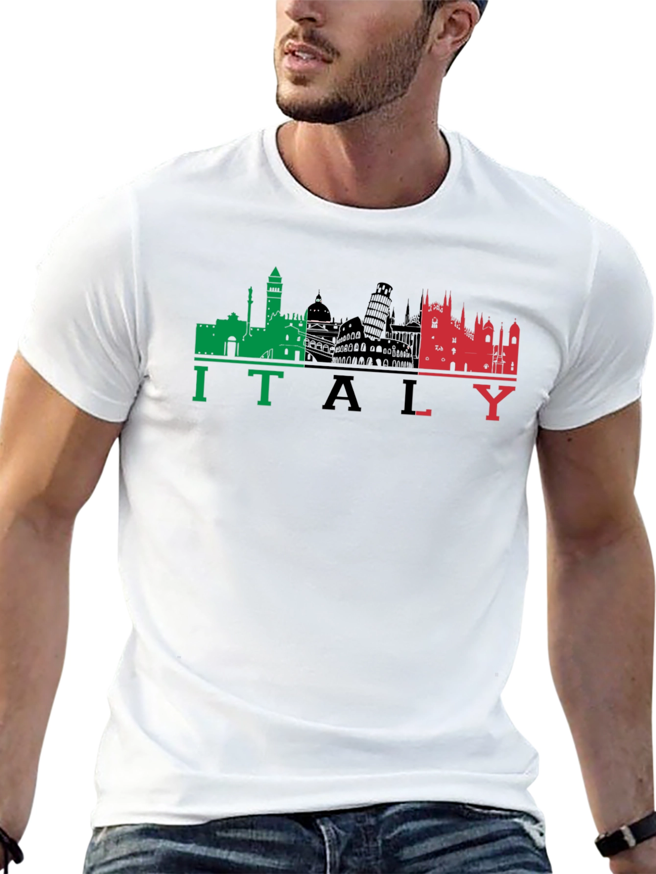 Italy Skyline Graphic Black T-Shirt