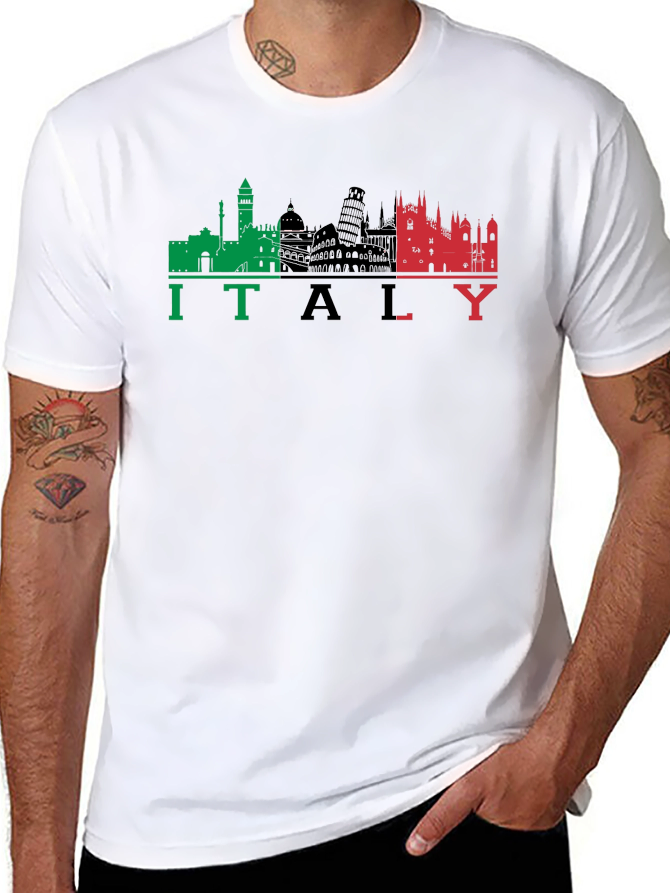 Italy Skyline Graphic Black T-Shirt