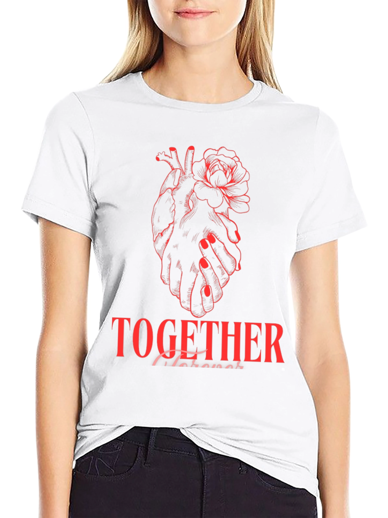 Heart & Rose Graphic Tee - Together Forever