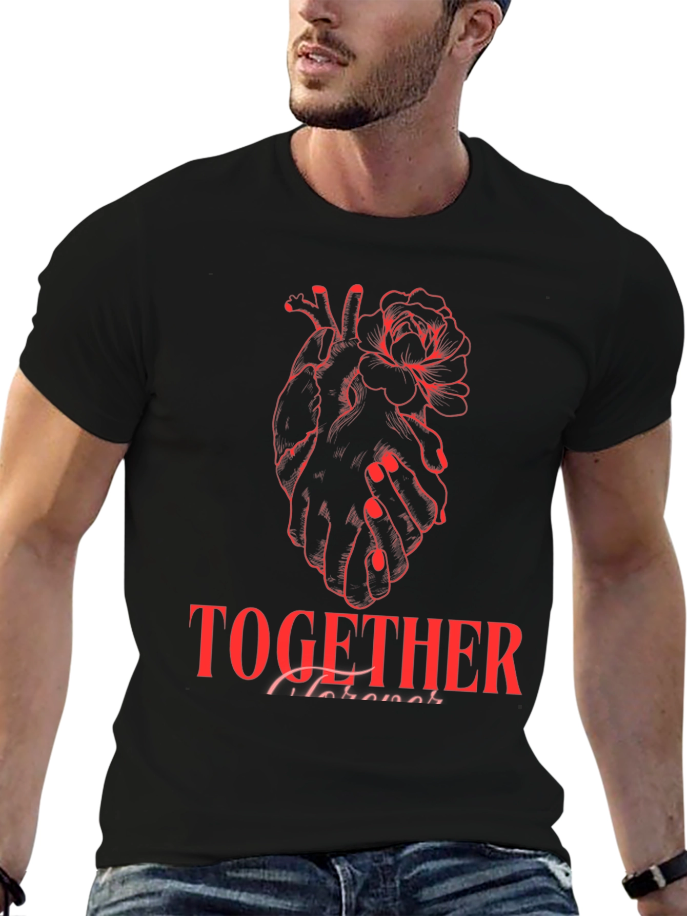 Heart & Rose Graphic Tee - Together Forever