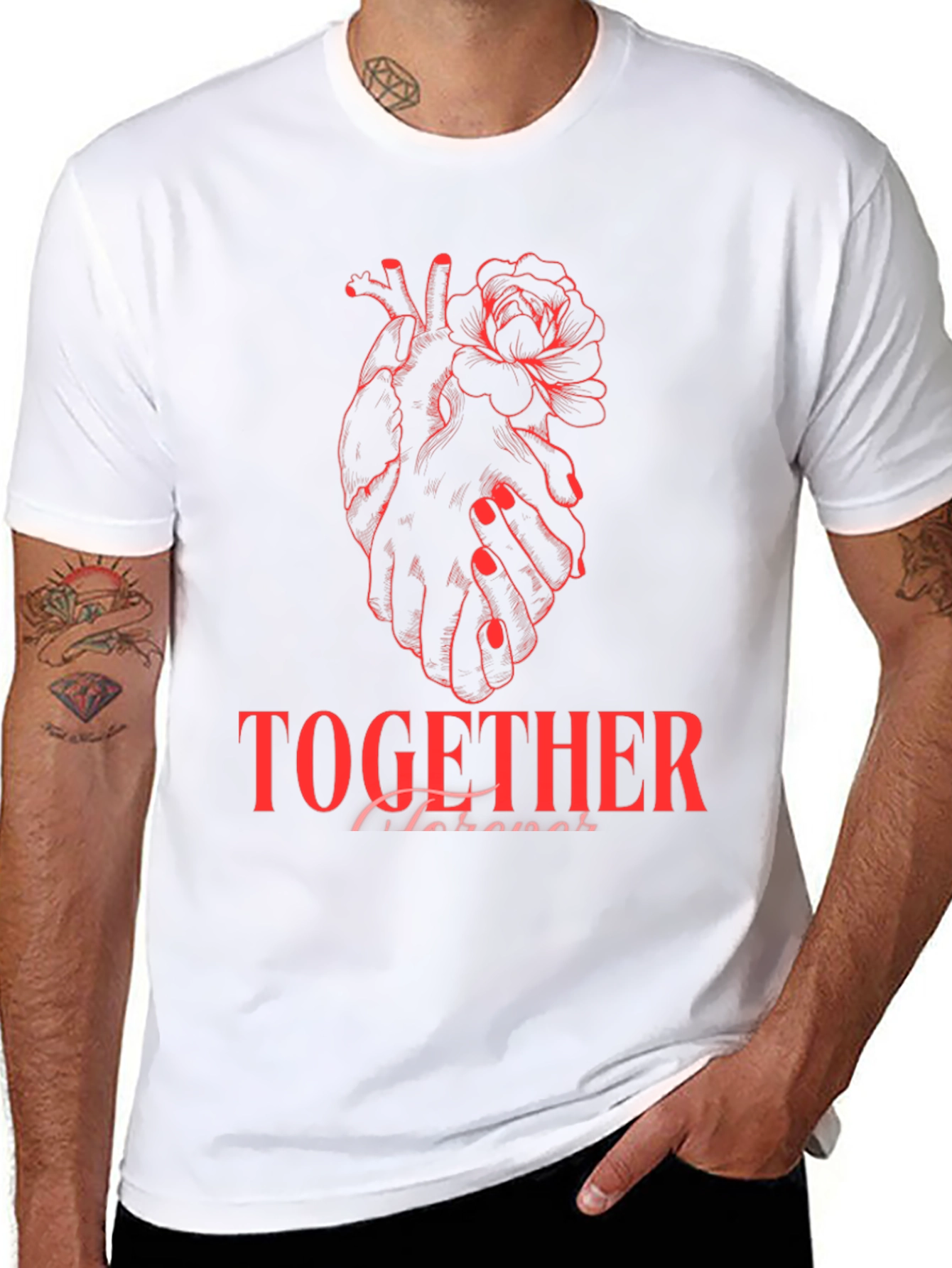 Heart & Rose Graphic Tee - Together Forever
