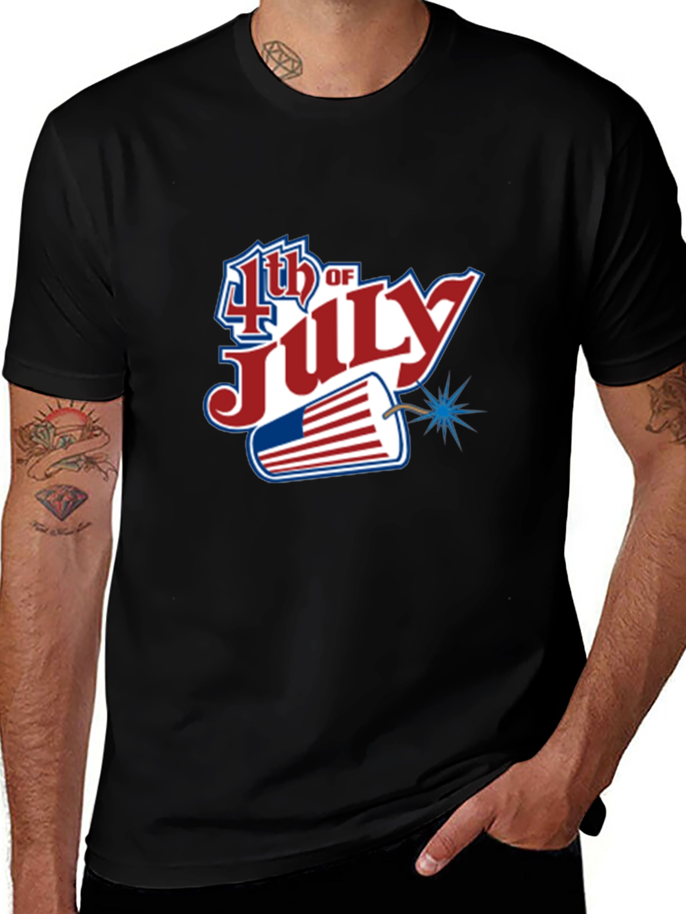 4th of July Graphic Print Crew Neck T-Shirt