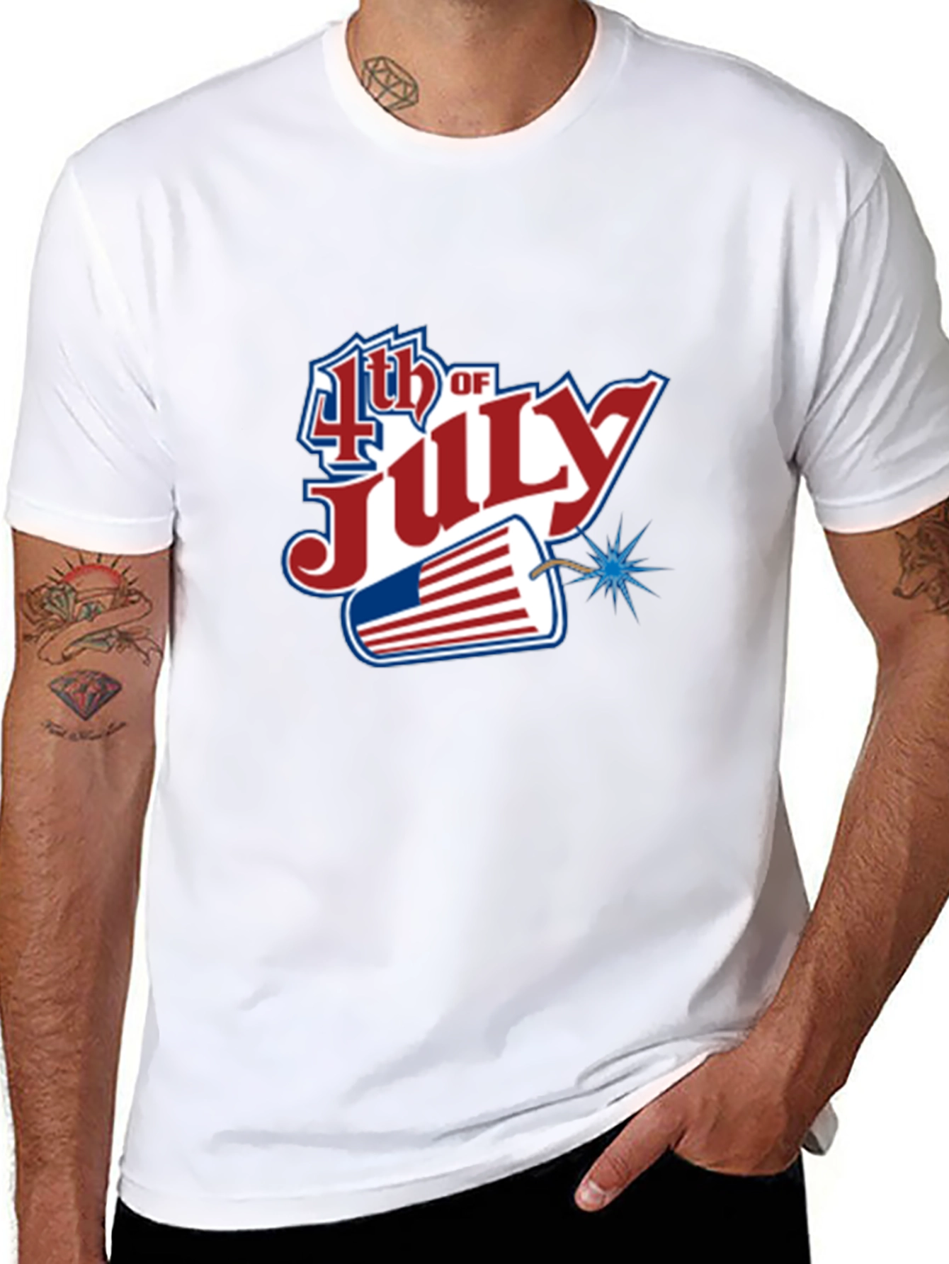 4th of July Graphic Print Crew Neck T-Shirt