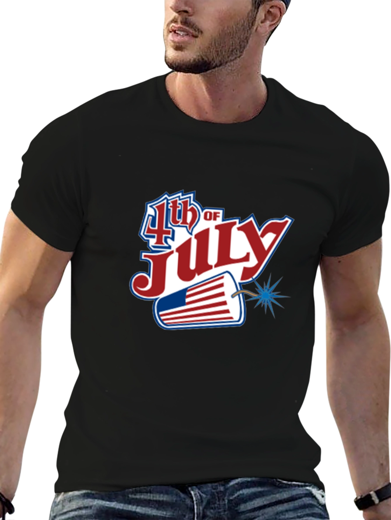 4th of July Graphic Print Crew Neck T-Shirt