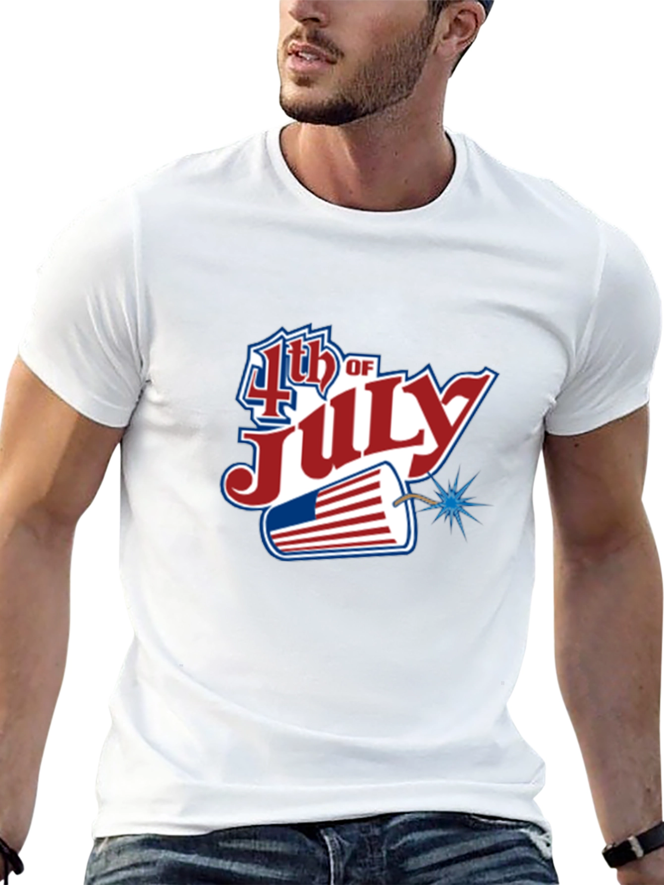 4th of July Graphic Print Crew Neck T-Shirt