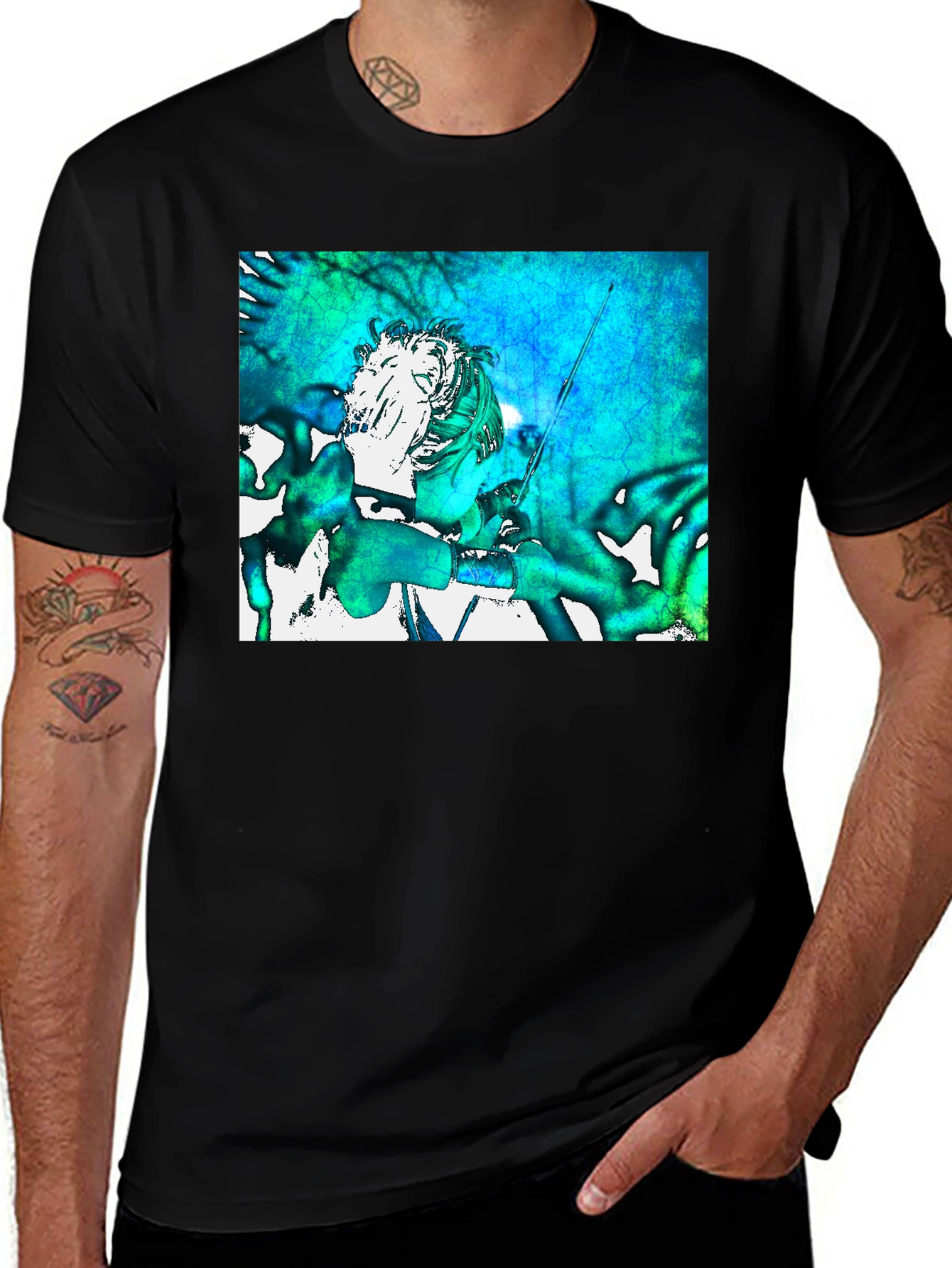 Abstract Art Graphic Print Black T-Shirt