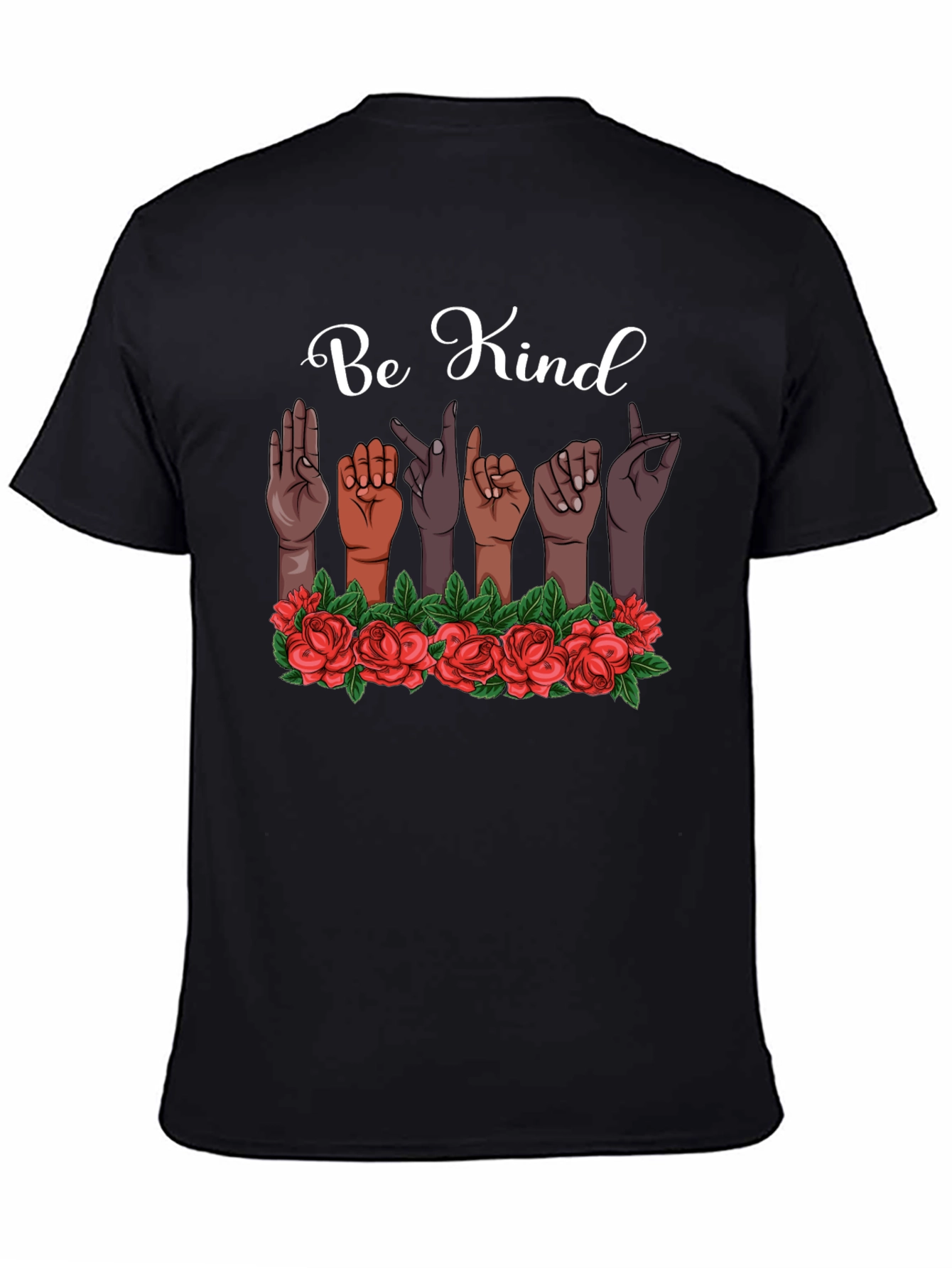 Be Kind T-Shirt Sign Language Design Floral Accent