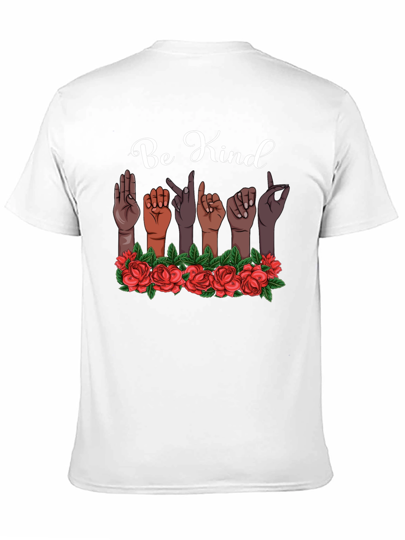 Be Kind T-Shirt Sign Language Design Floral Accent