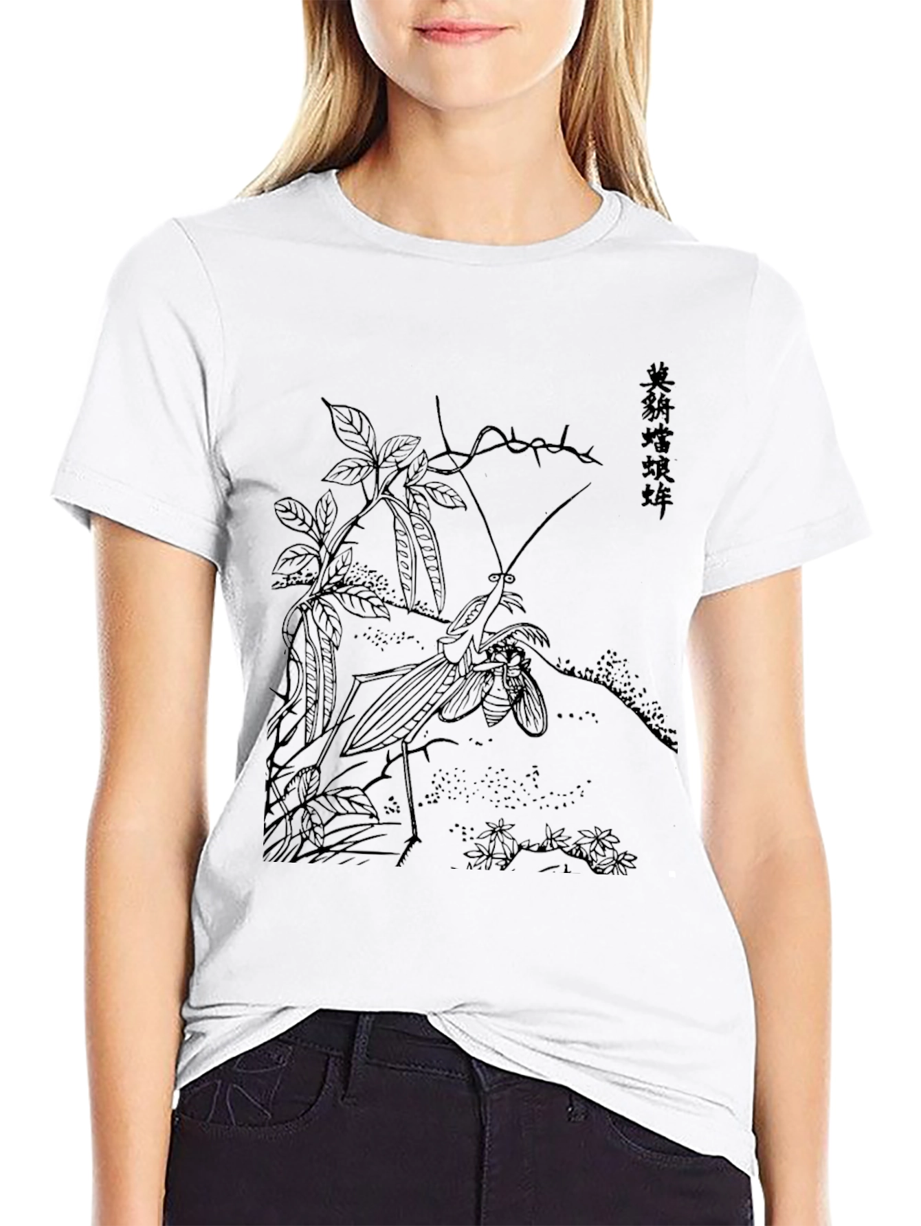 Artistic Black T-Shirt with Asian Inspired Graphic
