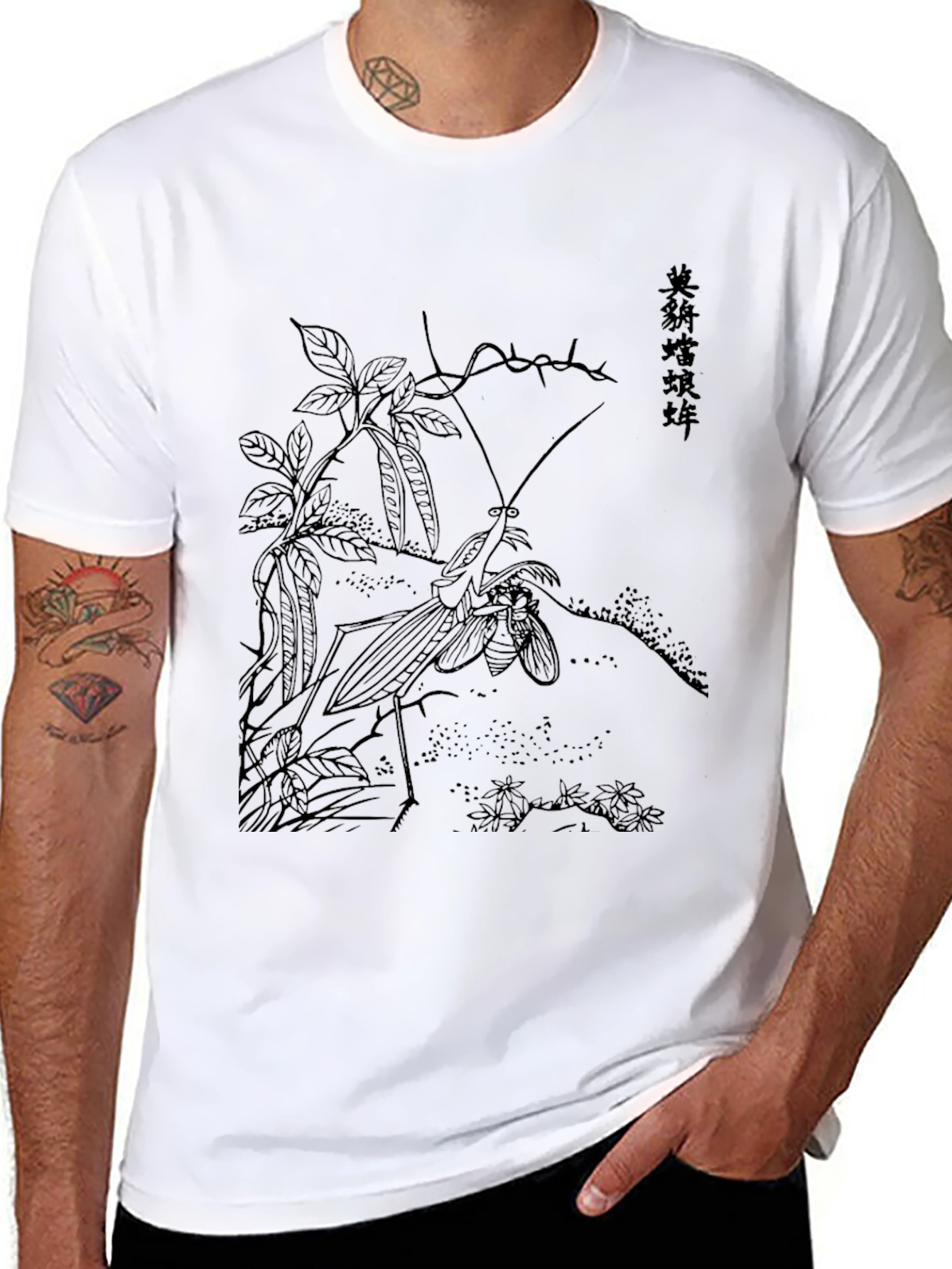 Artistic Black T-Shirt with Asian Inspired Graphic